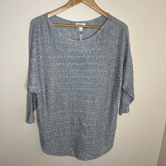 Market and Spruce Tops - Market & Spruce Cable Knit Dolman Pullover Gray Small